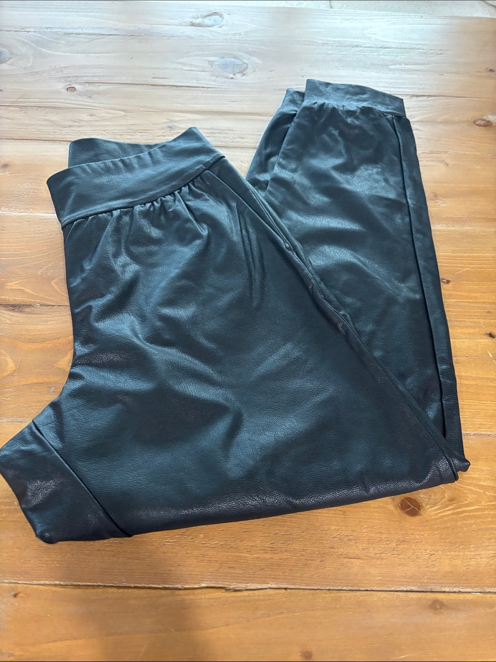 Commando Black Faux Leather Joggers